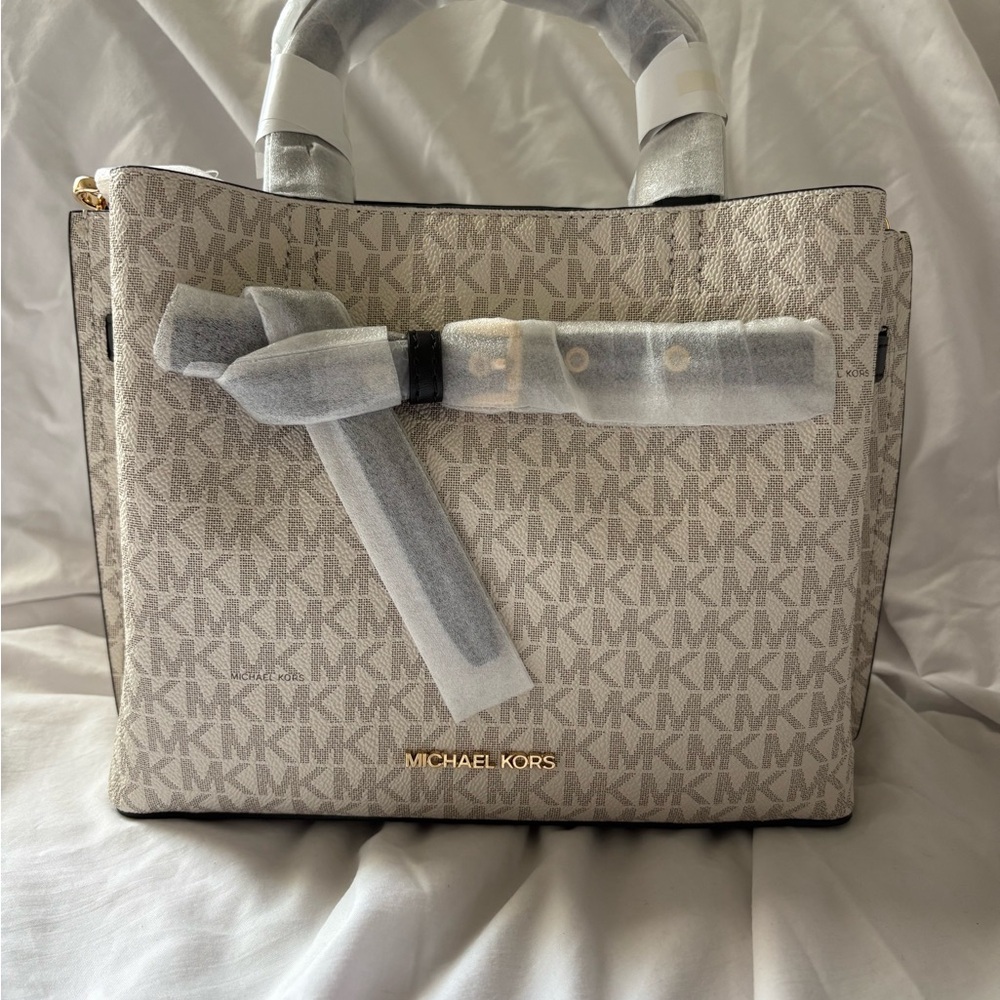 Michael Kors Monogram Beige Satchel